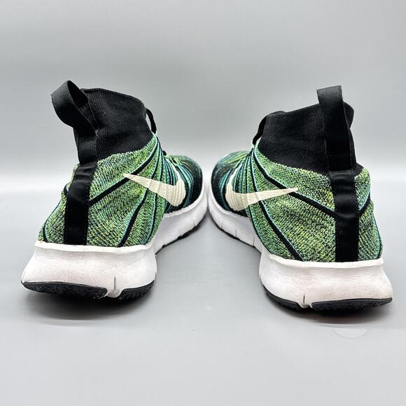 Nike Shoes Men 13 Black Green White Free Flyknit Chukka Mid Top Running Sneakers - Picture 8 of 11